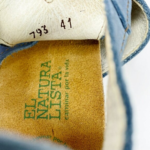 El Naturalista Sandals Shoes Size 41 US 10 Blue Leather Caged Heels Open Toe - Picture 6 of 6